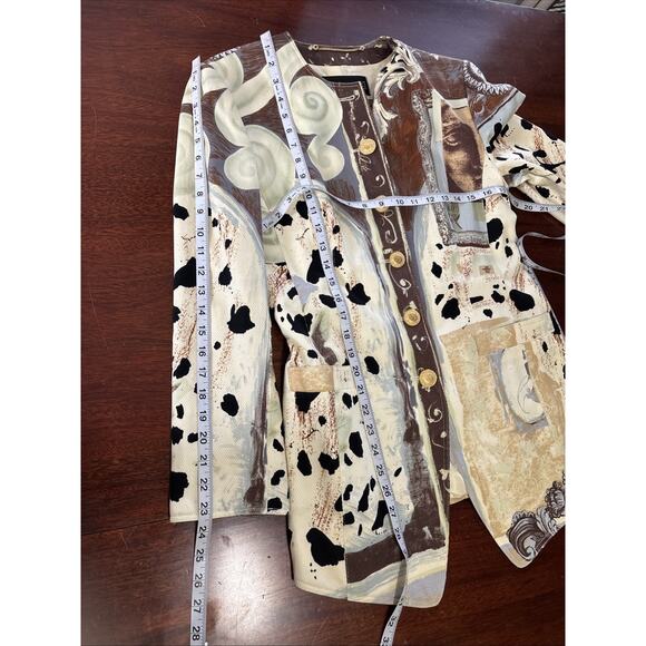 Louis Feraud Vintage Eclectic Animal Print Blazer Size 8 Designer Cotton Twill - Picture 4 of 7